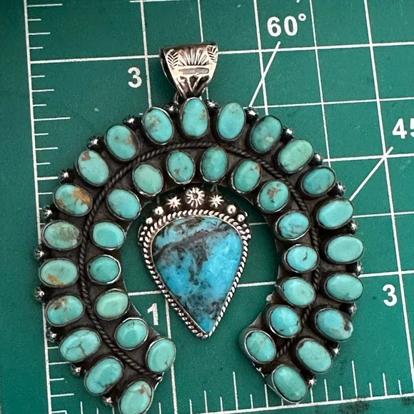 Sold ❤️ Turquoise mega naja southwestern sterling silver naja - Picture 5 of 10